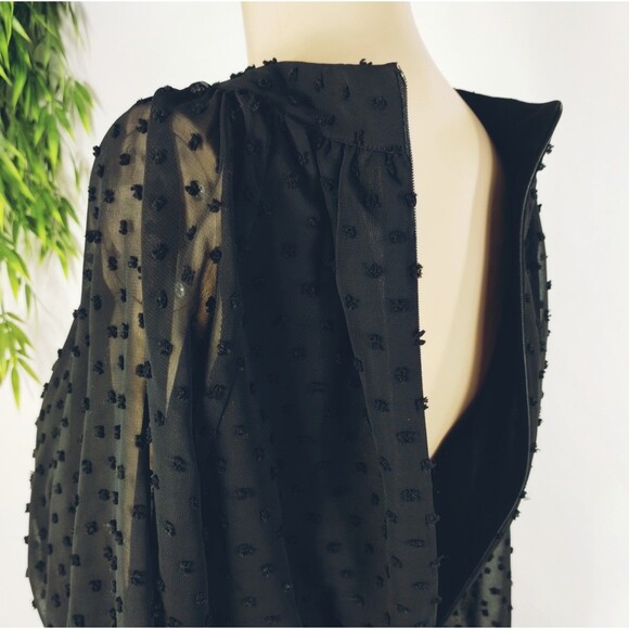 Dress Size S Black Sheer Chiffon Dotted Swiss Cute Goth Victorian Castle Regency - Picture 7 of 12